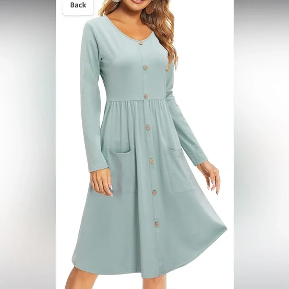 Amazon | Dresses | Ouges Amazon Dress Dusty Blue Nwt Size M | Poshmark
